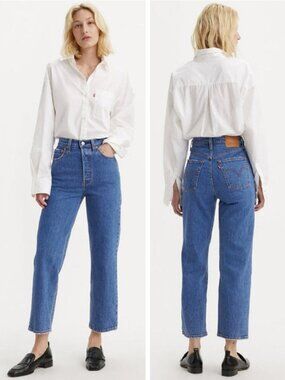 LEVI'S Premium Ribcage Straight Ankle Jeans Size 26 x 27 Jazz Pop
